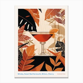 Manhattan Art Deco Inspired Cocktail 1 Poster Canvas Print