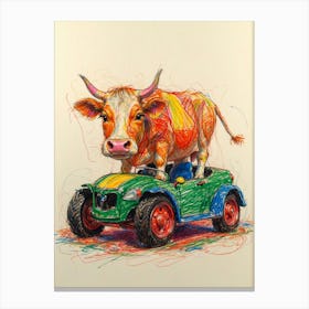 Cow In A Car 1 Canvas Print