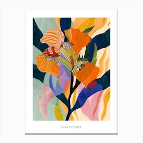Colourful Flower Illustration Poster Flax Flower 1 Canvas Print