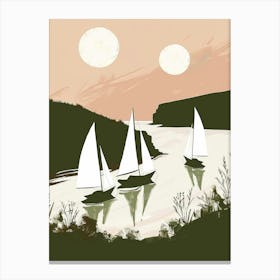 Sailboats At Sunset 24 Canvas Print