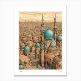 Cairo Egypt Drawing Pencil Style 4 Travel Poster Canvas Print