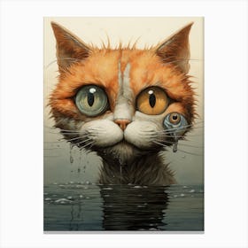 Cat In The Water 1 Canvas Print