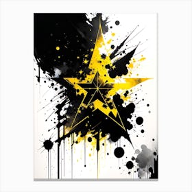Black And Yellow Star Canvas Print