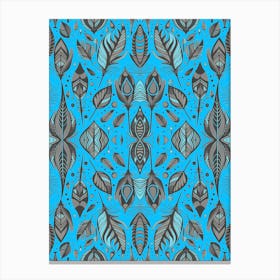Neon Vibe Abstract Peacock Feathers Black And Blue 1 Canvas Print