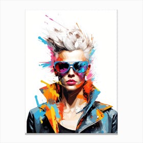 Girl With Colorful Hair And Sunglasses Canvas Print