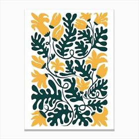 Yellow And Green Leaves Botanical Boho Canvas Print