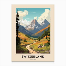Eiger Trail Switzerland 2 Vintage Hiking Travel Poster Canvas Print