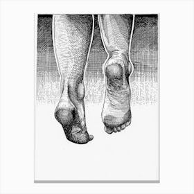 Jumping Feet Sketch in Black and White Ink Canvas Print