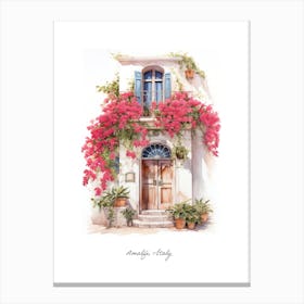 Amalfi, Italy   Mediterranean Doors Watercolour Painting 10 Poster Canvas Print