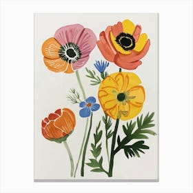 Painted Florals Ranunculus 4 Canvas Print