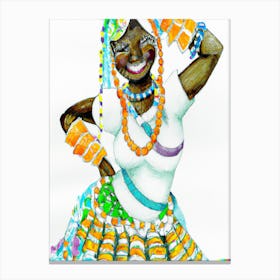 Slim African Dancer With Beads Canvas Print