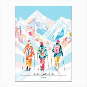 Les 3 Vallees   France, Ski Resort Poster Illustration 0 Canvas Print