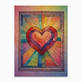 Stained Glass Heart Canvas Print