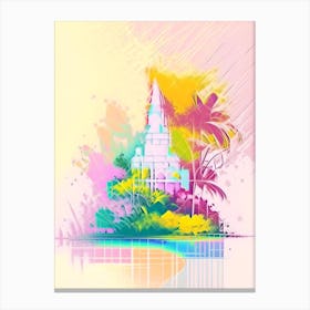 Mauritius Beach Watercolour Pastel Tropical Destination Canvas Print