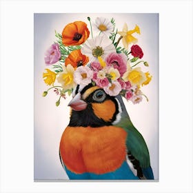 Bird With Flowers On Its Head 3 Canvas Print