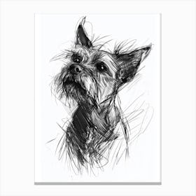 Terrier Black Charcoal Line Canvas Print