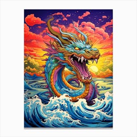 Dragon Retro Pop Art Style 3 Canvas Print