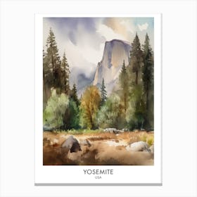 Yosemite 4 Watercolour Travel Poster Canvas Print
