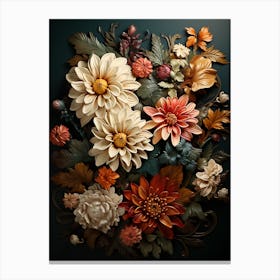 Flowers On A Dark Background 1 Canvas Print