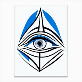 Psychic Abilities, Symbol, Third Eye Blue & White 2 Canvas Print