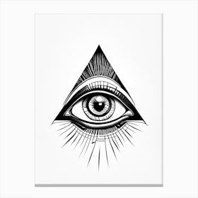Awareness, Symbol, Third Eye Simple Black & White Illustration 1 Canvas Print