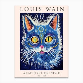 Louis Wain, A Cat In Gothic Style, Blue Cat Poster 8 Canvas Print