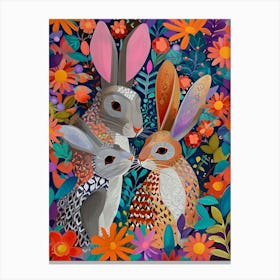 Kitsch Colourful Bunnies 1 Canvas Print