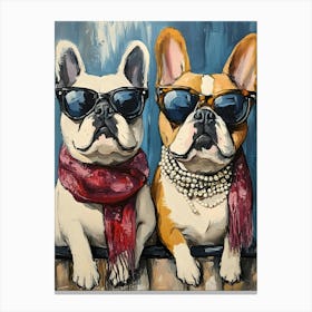 Whimsical Frenchies At The Bar 7 Canvas Print