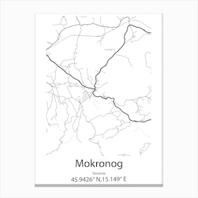 Mokronog,Slovenia Minimalist Map Canvas Print