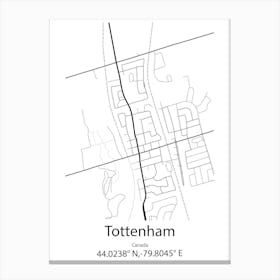 Tottenham,Canada Minimalist Map Canvas Print