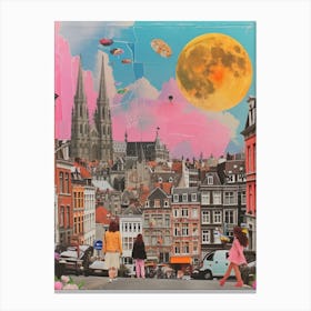 Belgium   Retro Collage Style 3 Canvas Print