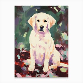 A Golden Retriever Dog Painting, Impressionist 1 Canvas Print
