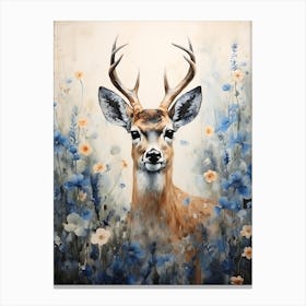 Deer In Flowers Canvas Print