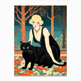 Night With A Black Cat Canvas Print