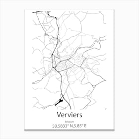 Verviers,Belgium Minimalist Map Canvas Print