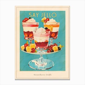 Strawberry Trifle With Jelly Vintage Cookbook Inspired 3 Poster Canvas Print