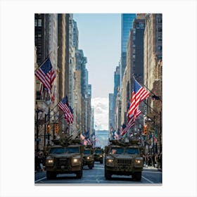 A Veterans Day Parade In The Heart Of An American City Jubilant Faces Lining The Sidewalks As Milit (7) Canvas Print