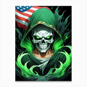 American Flag Floral Face Evil Death Skull (25) Canvas Print
