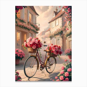 Roses On A Bicycle Canvas Print