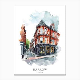 Harrow London Borough   Street Watercolour 2 Poster Canvas Print