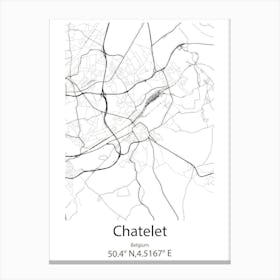 Chatelet,Belgium Minimalist Map Canvas Print