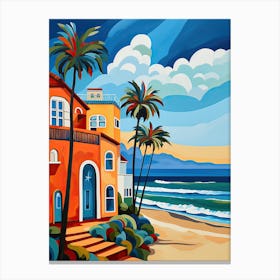 Huntington Beach, California, Matisse And Rousseau Style 3 Canvas Print