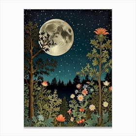 Moonlight In The Woods Style William Morris Art Print 9 Canvas Print