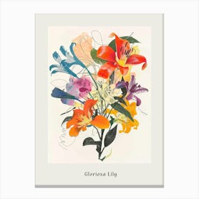 Gloriosa Lily 2 Collage Flower Bouquet Poster Canvas Print