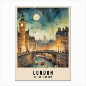 London Travel Poster Vintage United Kingdom Painting (24) Canvas Print