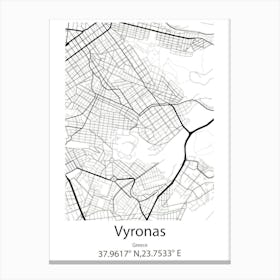 Vyronas,Greece Minimalist Map Canvas Print