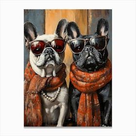 Whimsical Frenchies At The Bar 5 Canvas Print