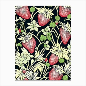 Wild Strawberries, Plant, William Morris Style Canvas Print