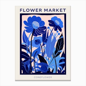 Blue Flower Market Poster Coneflower Market Poster 2 Canvas Print