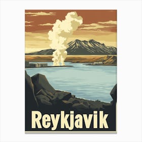 Aihrgdesign A Retro Travel Poster For Reykjavik Featuring The C89158bf E006 415d A98a 901c6cfa3eab 1 Canvas Print